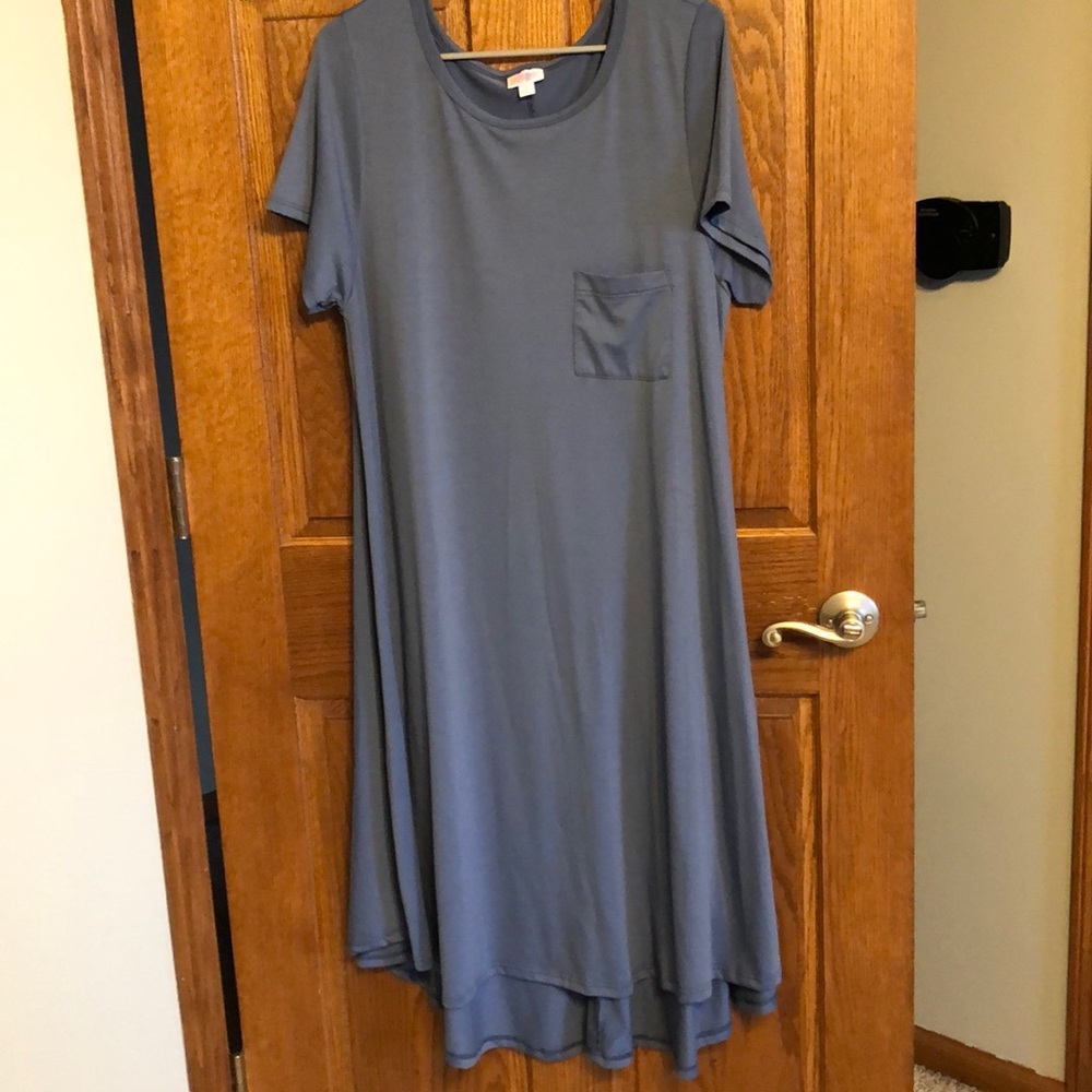 Lularoe XL Steel Blue Carly Dress NWOT